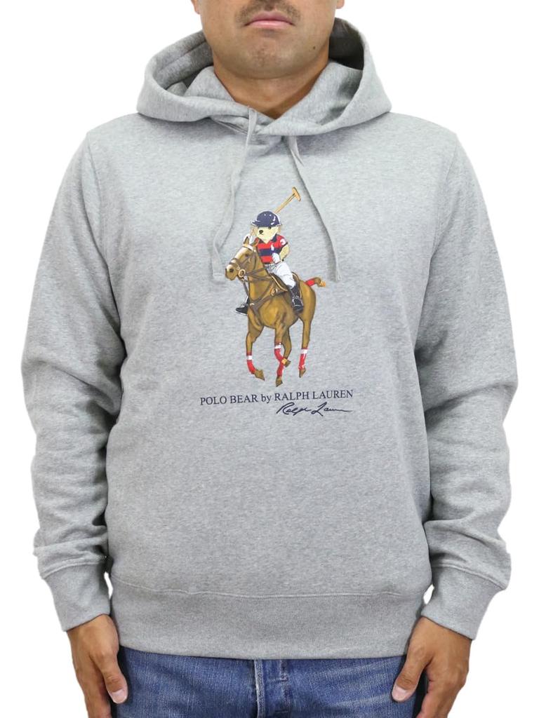 Polo Ralph Lauren Polo Bear Print Pullover Sweatshirt Size Gray Men's Hoodie, L, (Product Number 01020132)