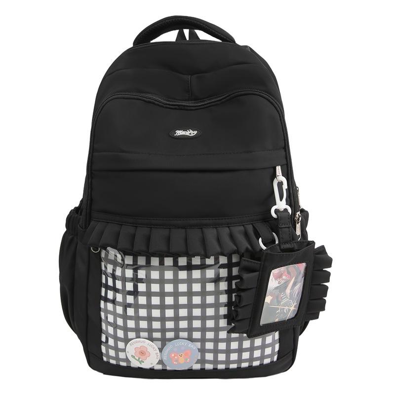 Japanese Ba Chi Pain Bag Large Capacity School Bag Female High Value Cute Plaid Sweet Primary And Secondary School Student Fresh Backpack