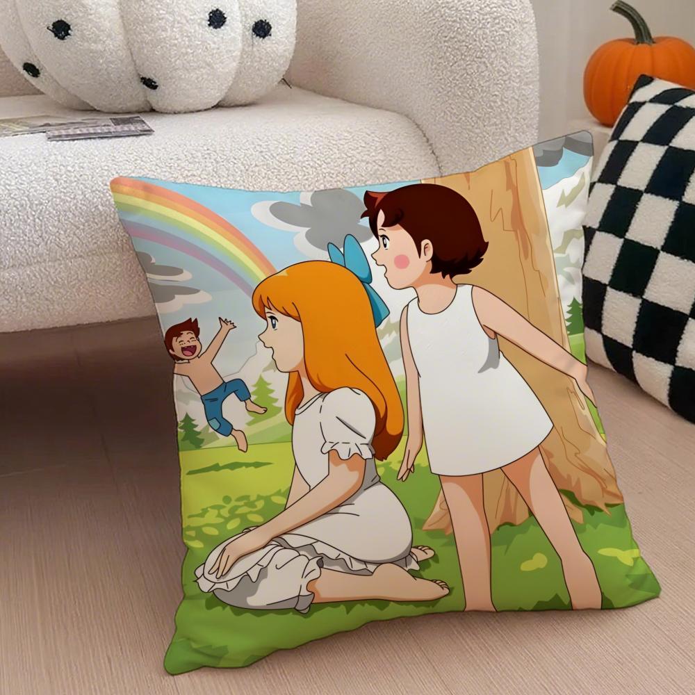 Heidi Peter And Grandpa Alps Goat Mountain Cushion Cover Throw Pillow Cover Hidden Button Durable Polyester Chair Cushion