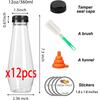 12oz Empty Plastic Juice Bottles with Caps, Cone Reusable Clear Bulk Beverage Containers for Juicing,Drinking,Milkshake,Tea