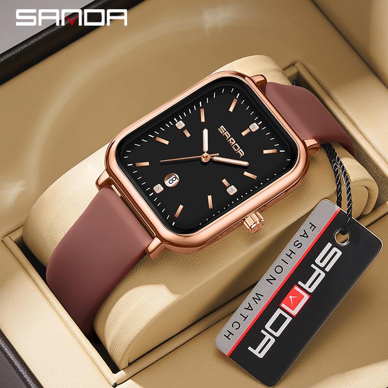 Sanda TikTok Bestseller: Unisex Leather Strap Quartz Watch with Simple Calendar, Waterproof Design.