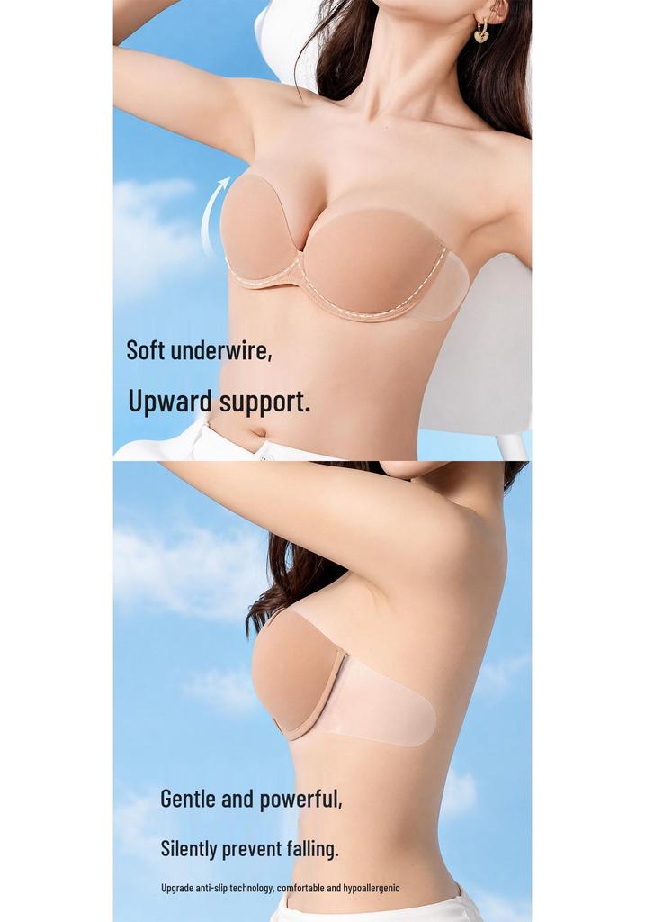 Invisible Push-Up Strapless Bra with Anti-Slip Nipple Covers