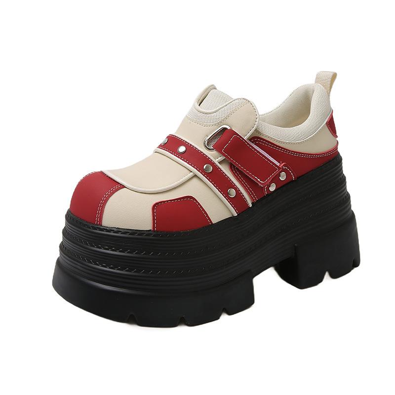 

Платформенные туфли в тон, женские новые весенние нишевые дизайнерские туфли-маффины из маленькой кожи, увеличивающие рост, одинарные туфли 39 красный