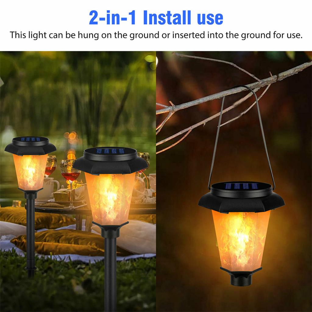 12 Led Outdoor Solar Flame Light Ip65 Waterproof Dancing Flashlight For Garden Pools Paths Patios
