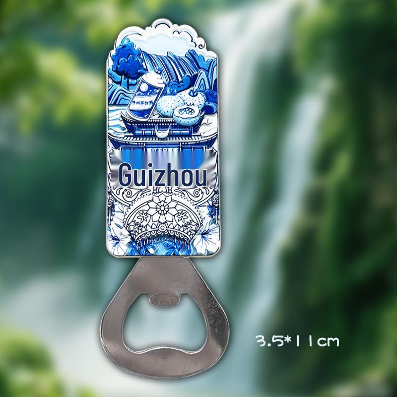 Huangguoshu Waterfall Souvenir: Cultural Metal Bottle Opener & Magnet