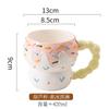 Creative Hand-Painted Relief Ceramic Cartoon Mug Breakfast Cup Milk Oat Cup Mug Cute Household Water Cup