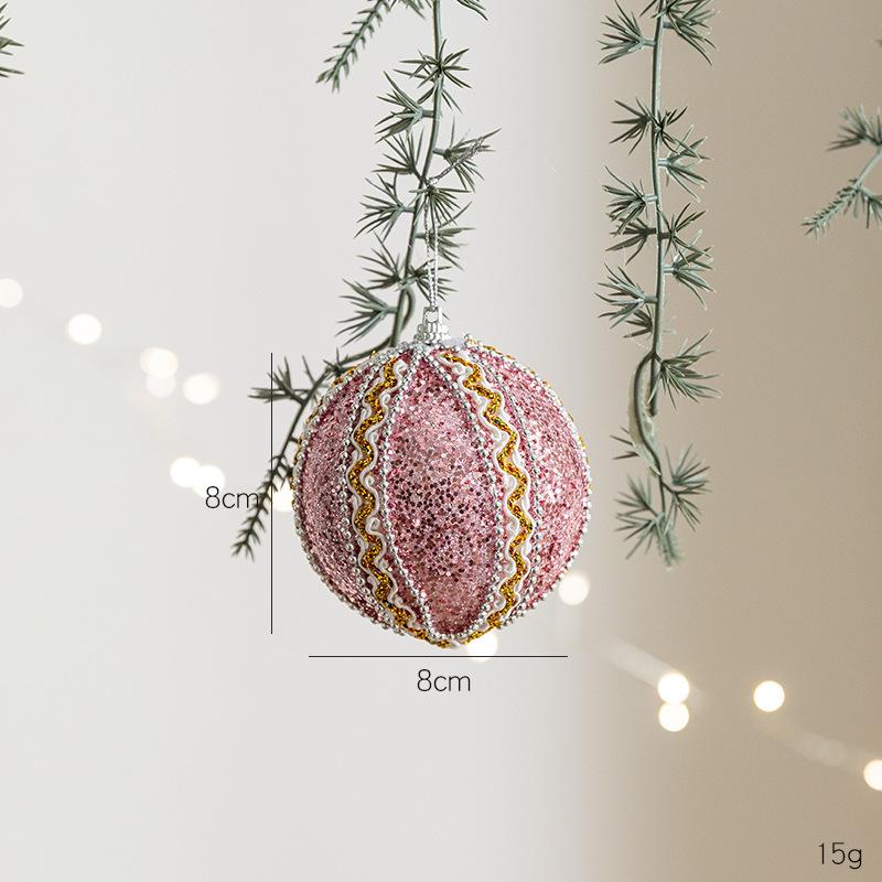 Lihui 8CM Růžová pěnová vánoční koule Ozdoba na zdobení stromku