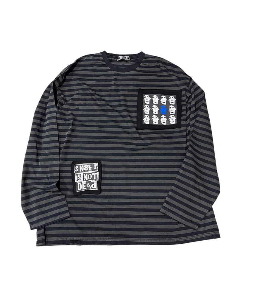 SK8ER ROCK Static Pigment Stripe T-Shirt (Charcoal*Black)