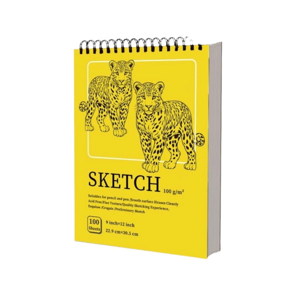 100 Sheets Spiral Bound Artist Sketchbook Perforated Pages Sketching Notebook  Crayon Drawing