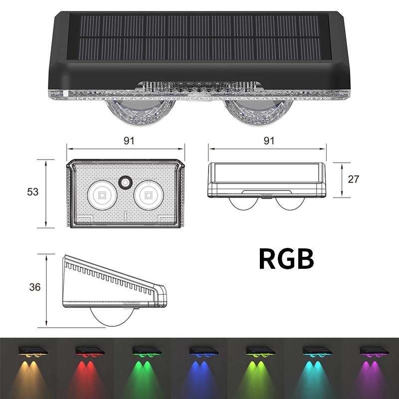 

Solar Fence Lights Outdoor Garden Solar Wall Lights Waterproof RGB Bright Solar Powered Lamp Backyard Pathway Yard Deck Decor 1PC