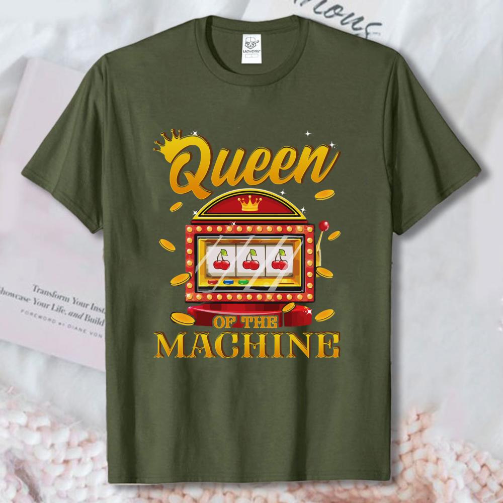 Casino Glücksspiel Queen Of The Machine Shirt Spielautomat T-Shirt Geschenk für Frauen Lustige Neuheit Oberteile Retro Sommer Baumwolle Freizeit T-Shirts