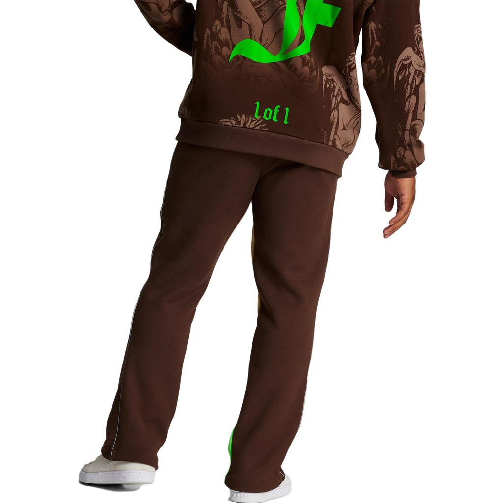 PUMA Embroidered Pattern Elastic Waist Mid-Rise Knit Sports Track Pants Men Bottoms Chestnut-Brown 622822-01