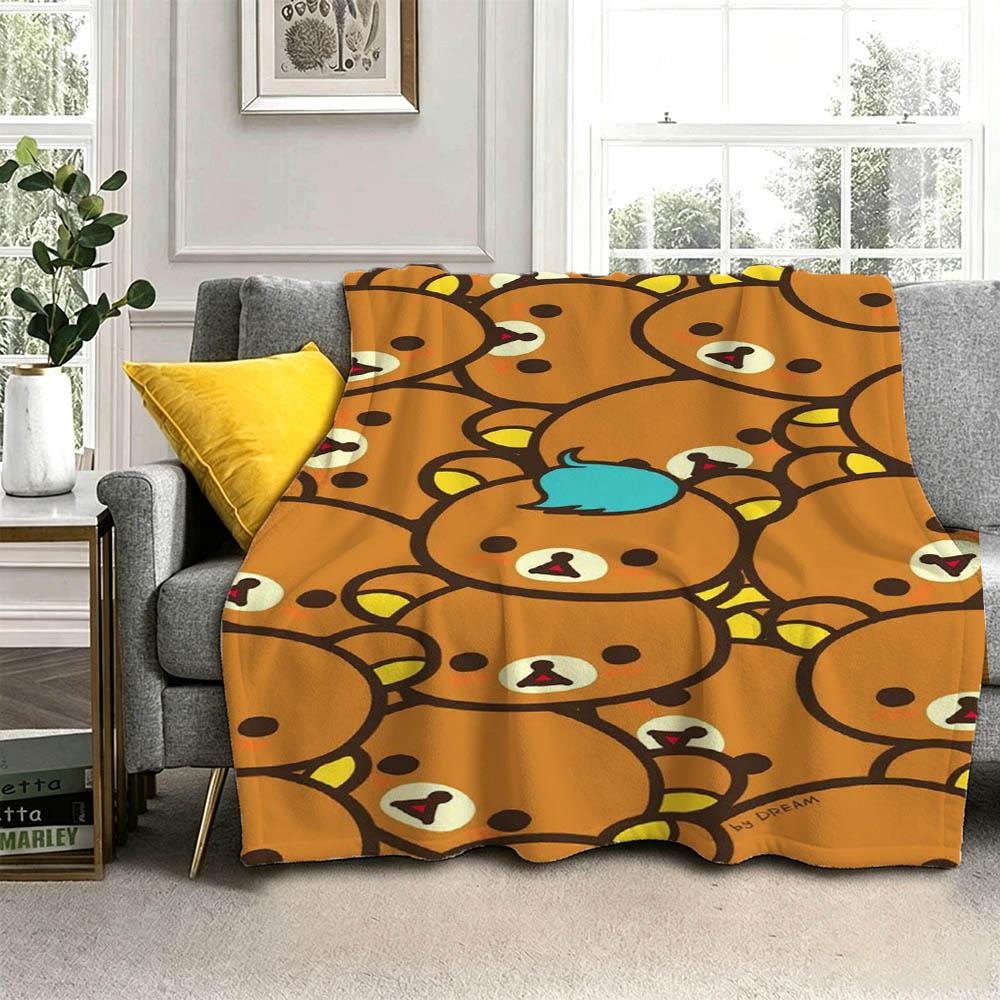 Hot Cute Kawaii Cartoon R-RilakkumaS 3D Flannel Blanket Soft Throw Blanket Art For Home Decor Bedroom Bed Sofa Picnic Fans Gift