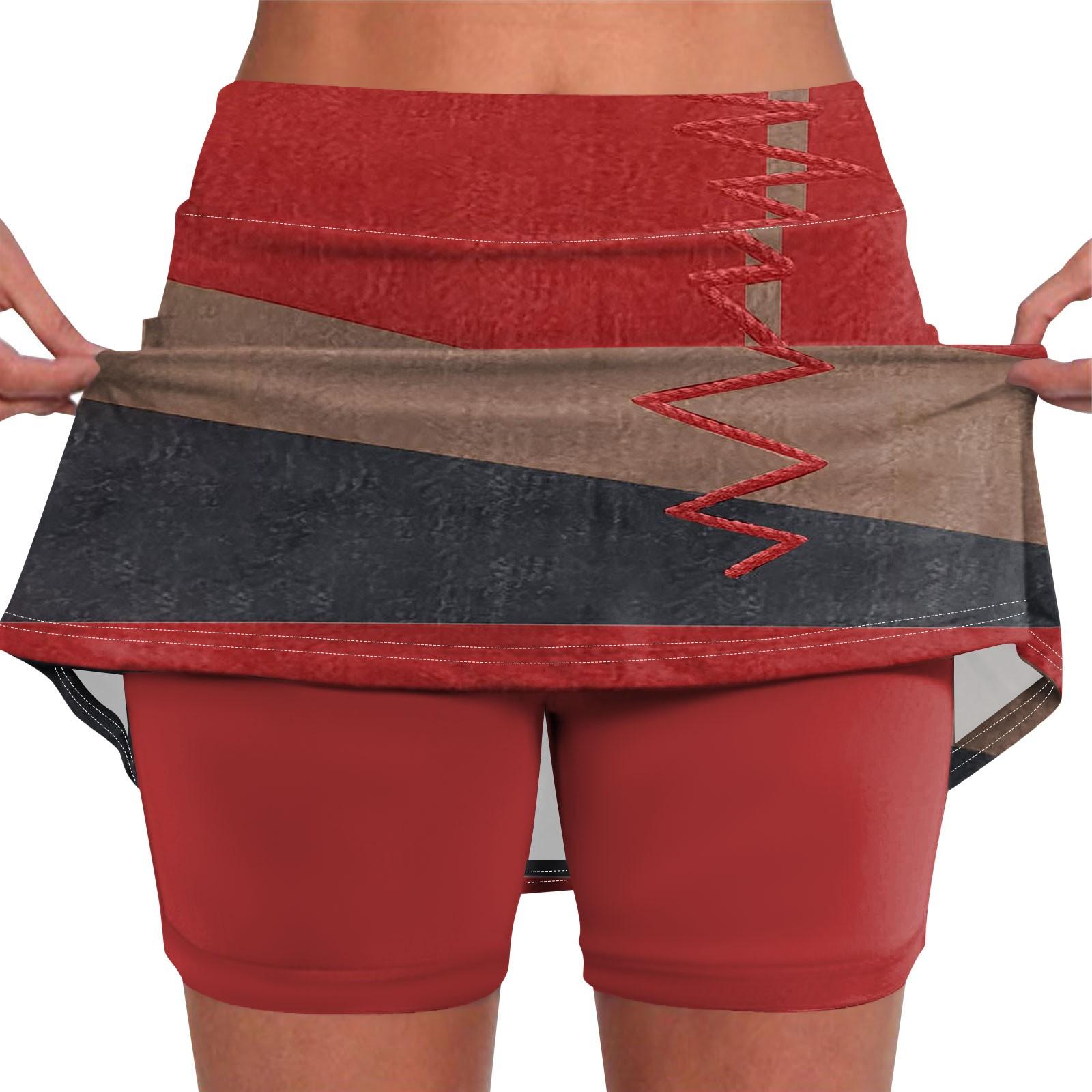 Women s Stretch Yoga Pants Spliced Printed Sports Shorts Lightweight High Waisted Skirt M