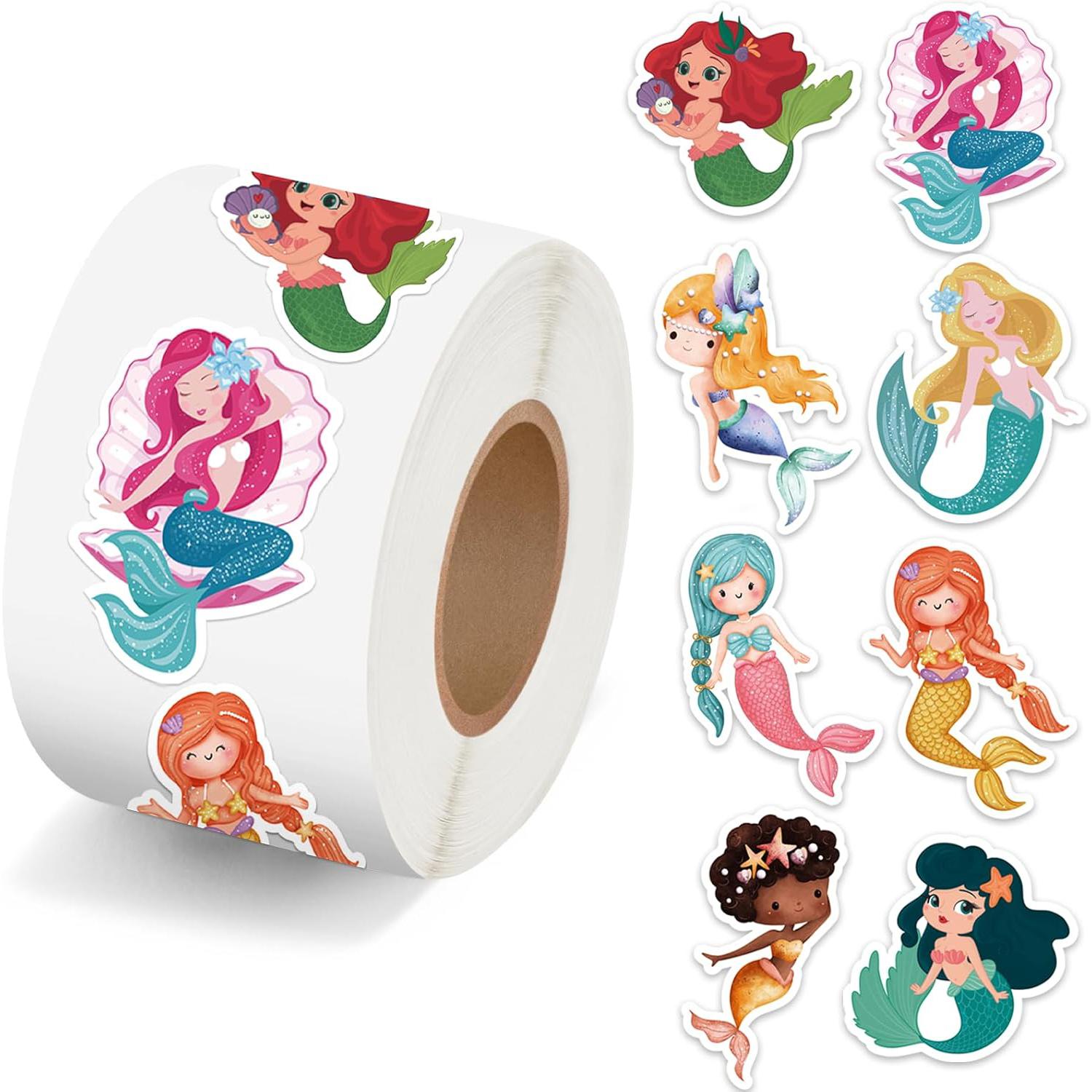 100-500pcs Cartoon Mermaid Animal Sticker kids Reward Sticker Gift Decoration Label Encouragement Student Stationery Stickers