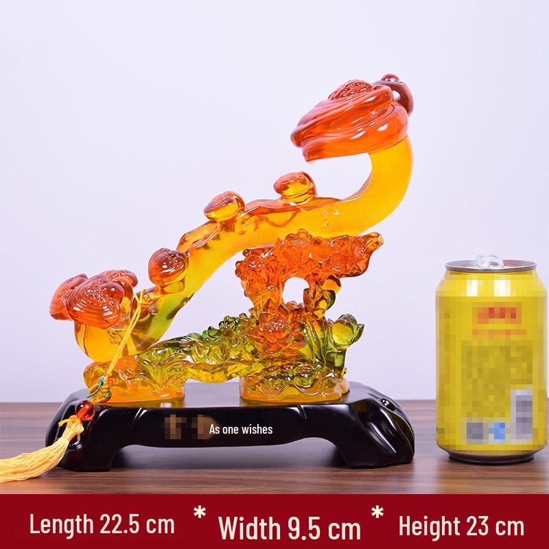 Yellow Jade Ruyi Ornament for Living Room or Wine Cabinet - Housewarming or Company Opening Gift