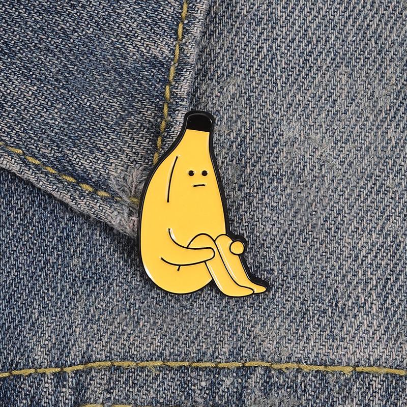 Cute Lazy Banana Enamel Pin Cartoon Fruit Character Brooch Collar Pins For Backpack Clothing Decoration Funny Badge Gifts