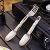 Titaniums Camping utensils Foldables Double Head Spoon Fork for Backpacking Hiking Outdoor Adventures Lightweight Terse Enduring Gear