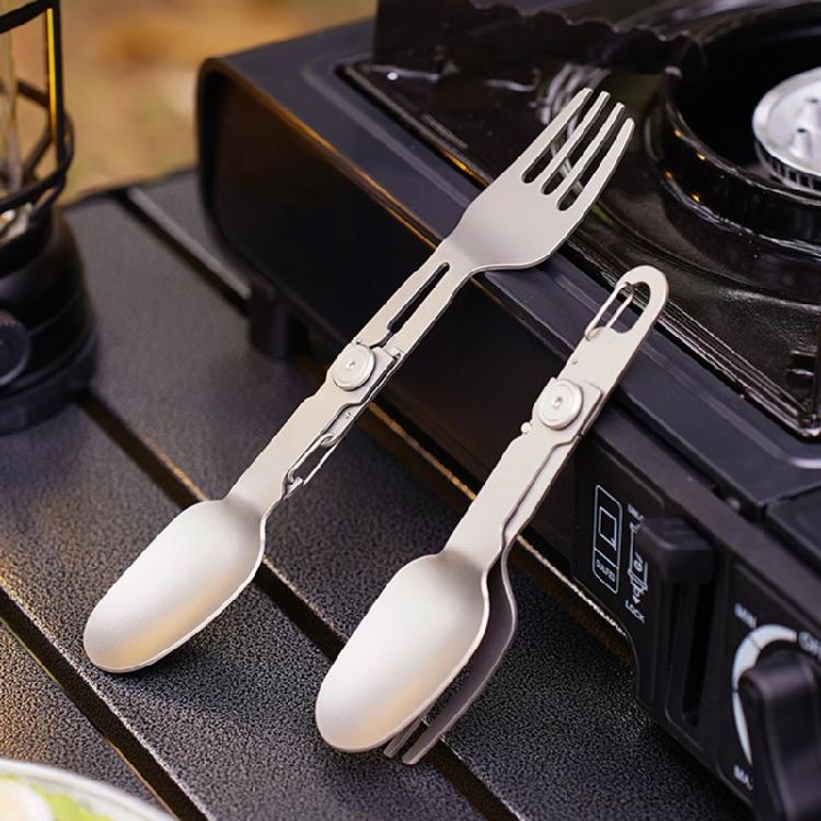 Titaniums Camping utensils Foldables Double Head Spoon Fork for Backpacking Hiking Outdoor Adventures Lightweight Terse Enduring Gear