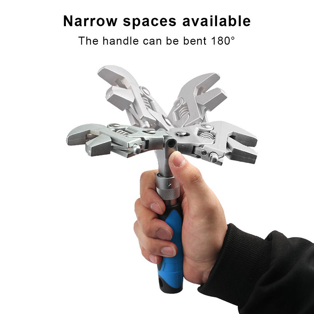 10 Inch Adjustable Wrench Torque Ratchet Wrench 180 Degree Folding Spanner Hand Tools for Plumbing Auto Repair Home Maintenance