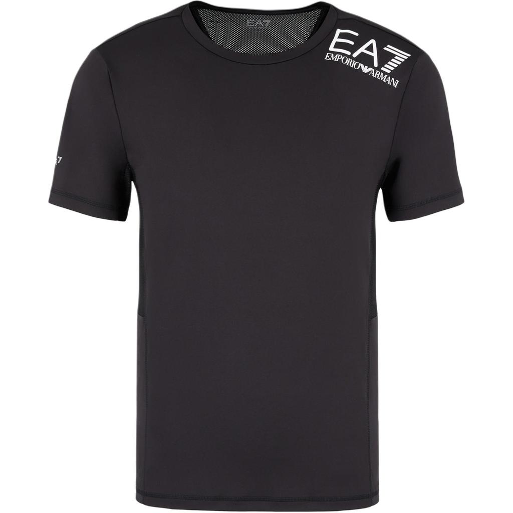 Emporio Armani SS23 EA7 Series Letter Print Crew Neck Short Sleeve T-Shirt Men Tops Black 8NPT12-PJ3UZ-1200