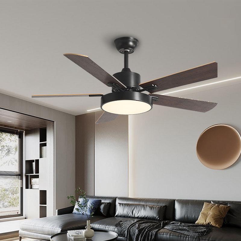 Remote-Control Ceiling Fan Light with Variable Frequency Wooden Blades for Living, Dining, and Bedroom