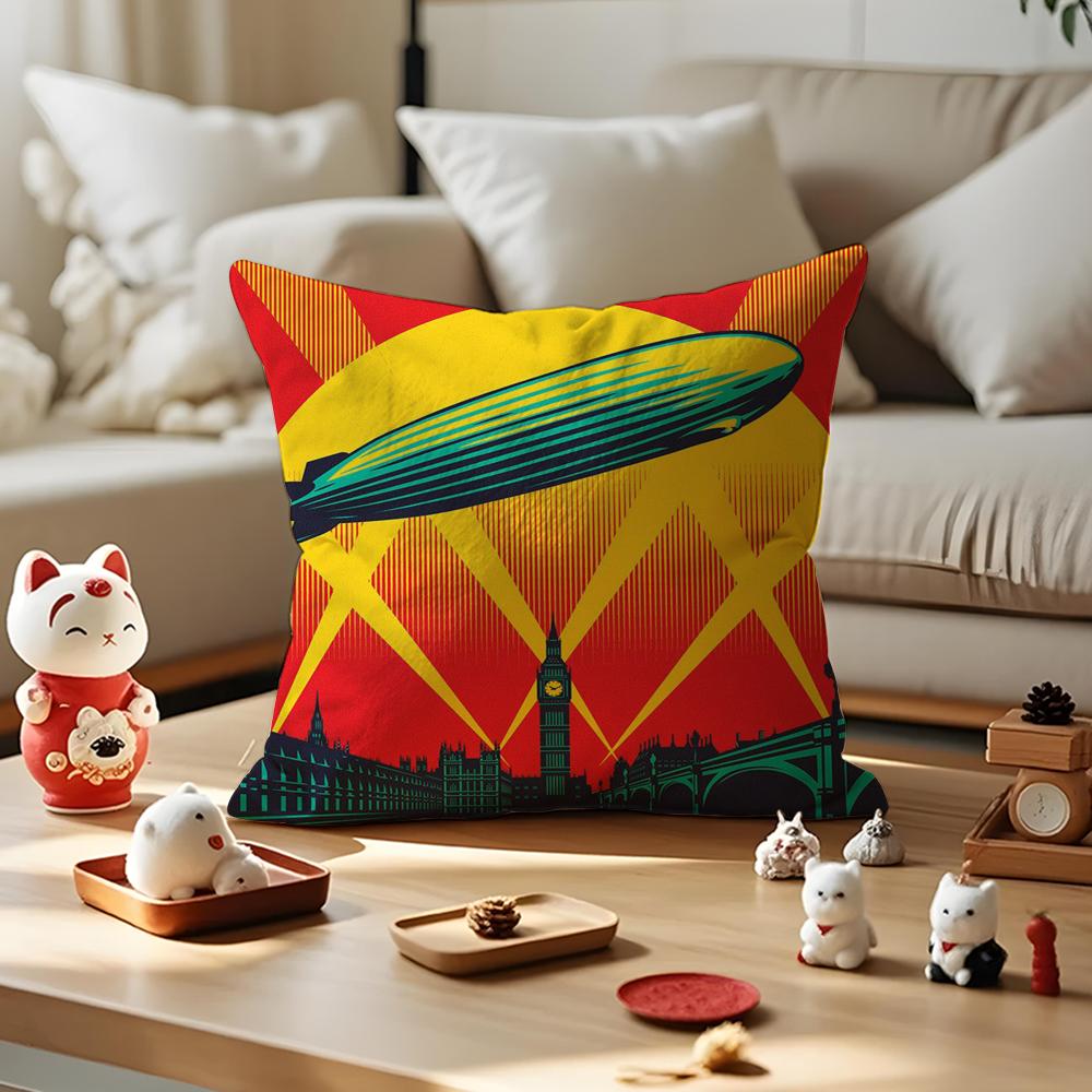 Band LLed ZZeppelin Cushion Cover Silky Short Plush Invisible Zipper Dustproof Sofa Pillow Case for Home Decor