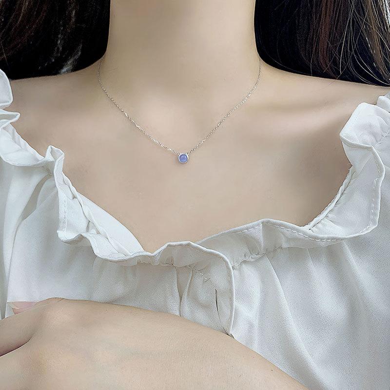 Blau Runde Halskette Verträumtes Süßes Mädchen Nischendesign Vielseitige Schlüsselbeinkette Frauen Trendig