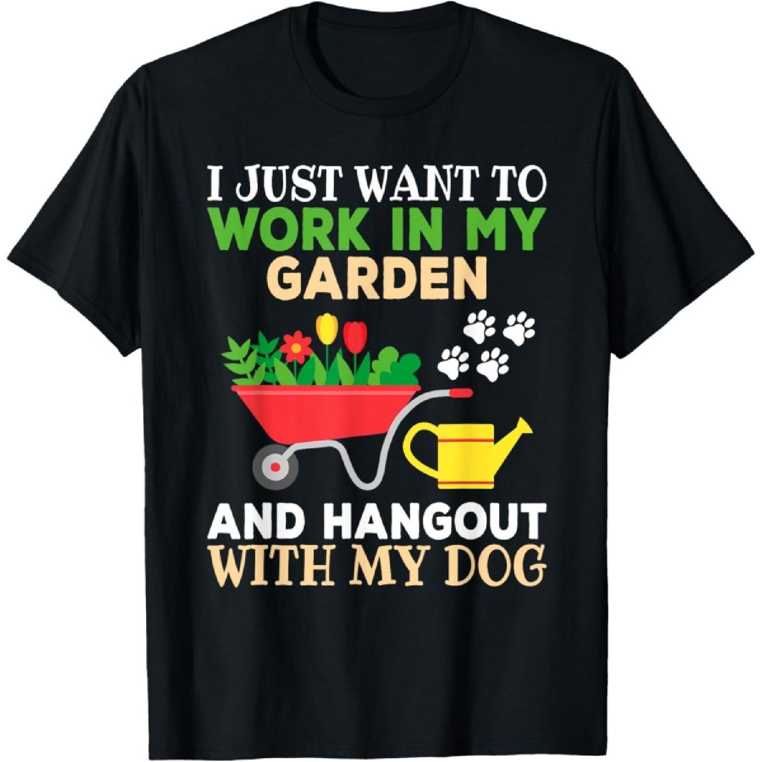 Funny Gardening Dog Lover Gardener Garden Plants Men Women T-Shirt S