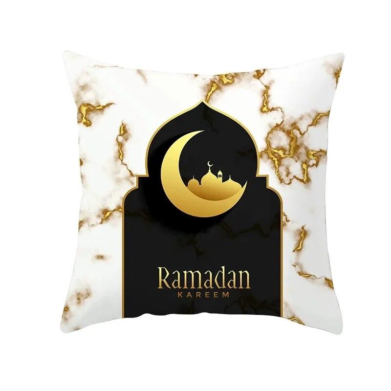 45x45cm Ramadan Decoration 2024 Home Mubarak Cushion Cover Cotton Eid Islamic Muslim Happy Eid Mosque Party Supplies