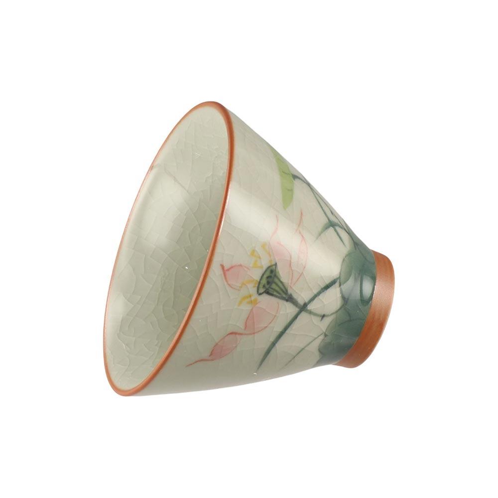 Lotus Graphic Ge Kiln Ceramic Tea Cup Hand-painted Tea Tasting Cups Kung Fu Tea Cup  Tea Making