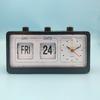 Classical Retro Mechanical Alarm Clock with Manual Flipped Calendar Date Day Time Display for Living Room or Office