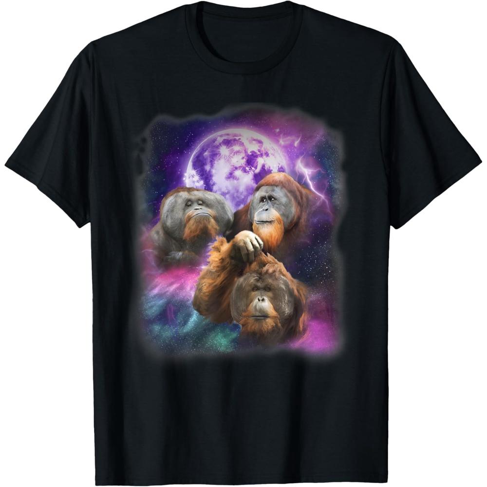 Orangutans Howling at the Moon Shirt Funny Orangutan T Shirt S чёрный