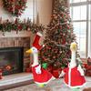 Christmas Goose Outfit for 23" Porch Goose Statue Santa Claus Elf Clothes And Hat Set for Outdoor Lawn Patio Yard Decor