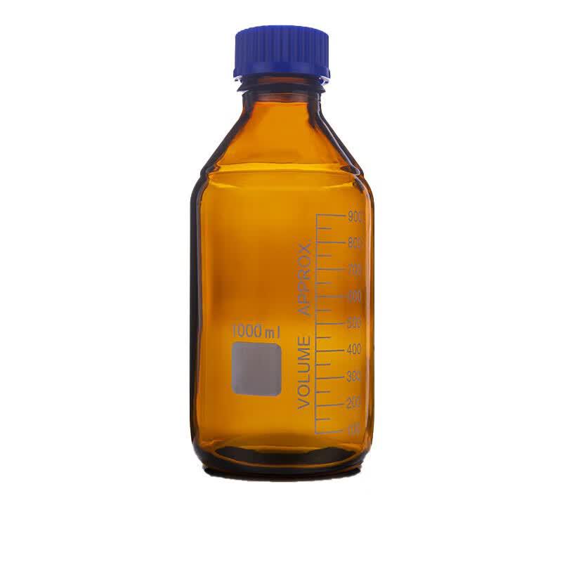 Graduated Glass Reagent Bottle with Blue Cap