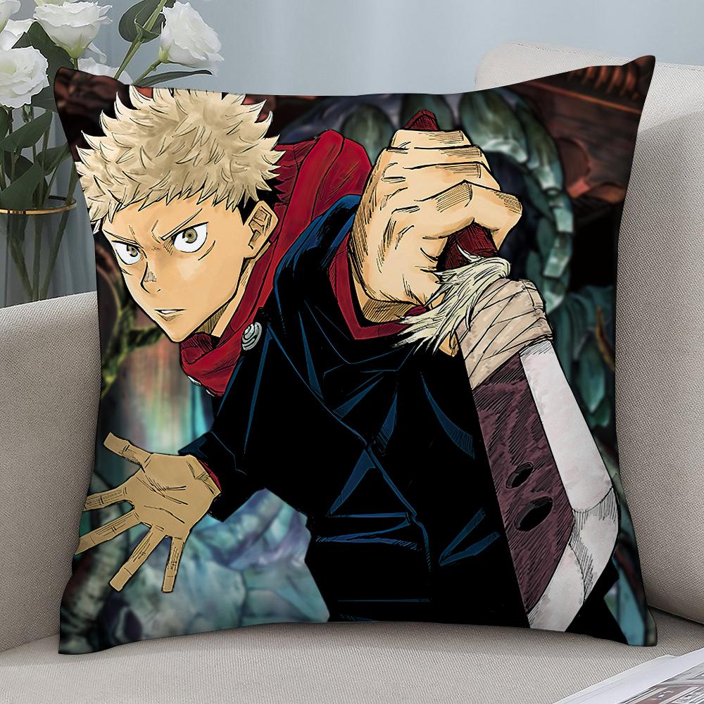 J-Jujutsu Kaisen Ryomen Sukunas Pillow Case Short Plush Pillow Covers Sofa Decor Gift Home Double-Sided Printing Cushion Cover