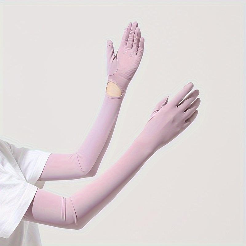 

Длинные однотонные солнцезащитные перчатки, тонкие дышащие регулируемые перчатки для рук, летние спортивные перчатки, устойчивые к УФ-излучению фиолетовый