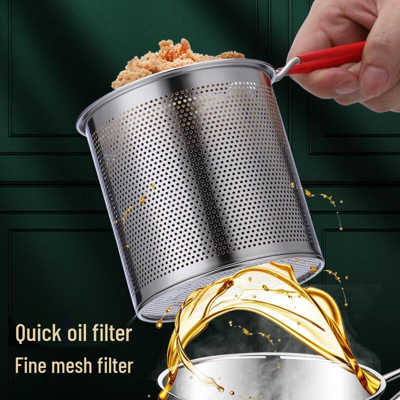 ZISIZ Stainless Steel Deep Fryer with Tongs