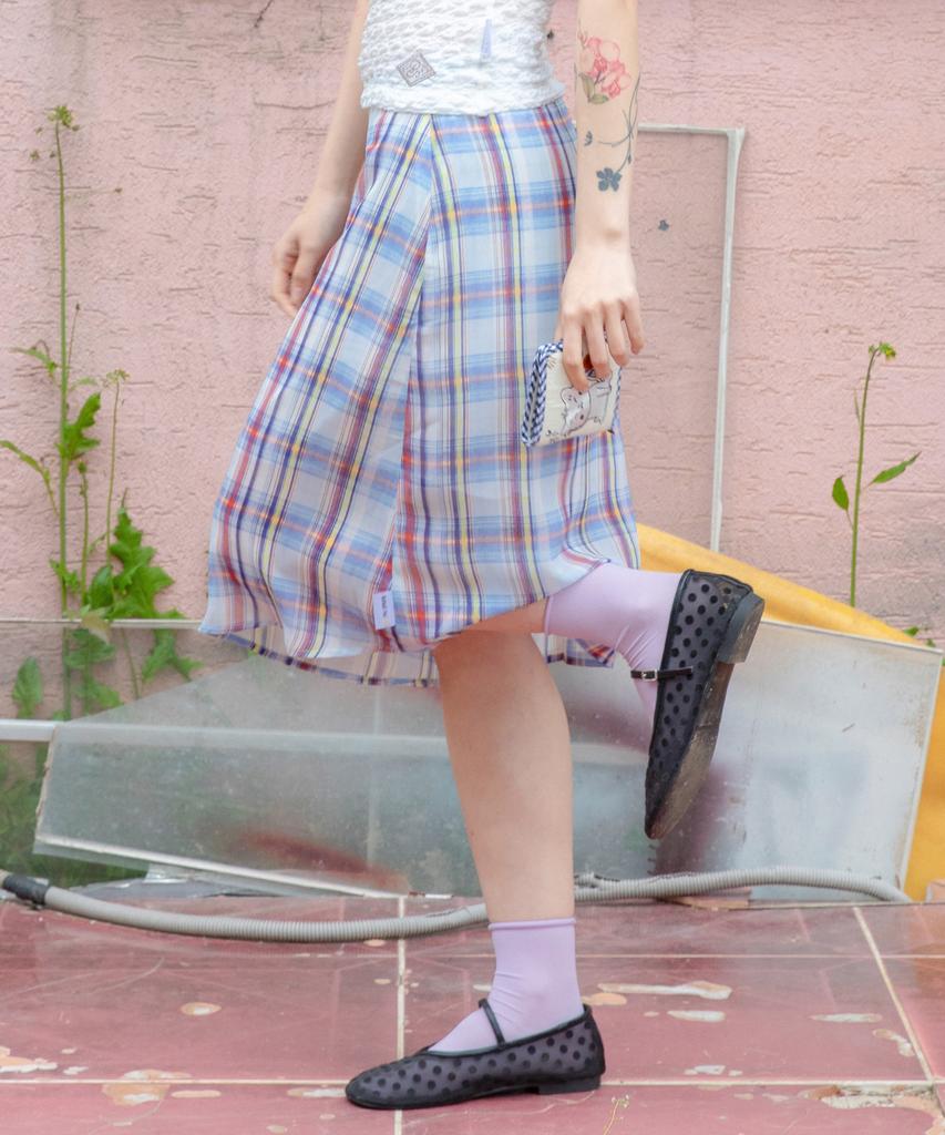 RuNaKi'Hu' Wxsk018 Natsu Omokage Chiffon Midi Skirt (Check)