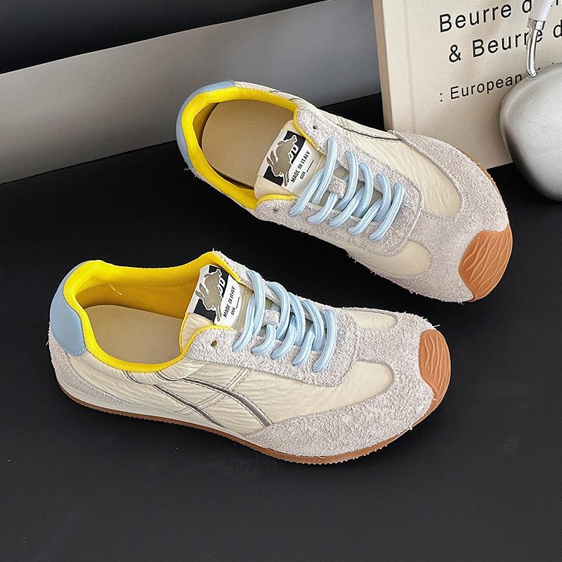

Ballet women s lace-up matte leather spring and summer new fashion retro color matching soft-soled casual sports shoes 40