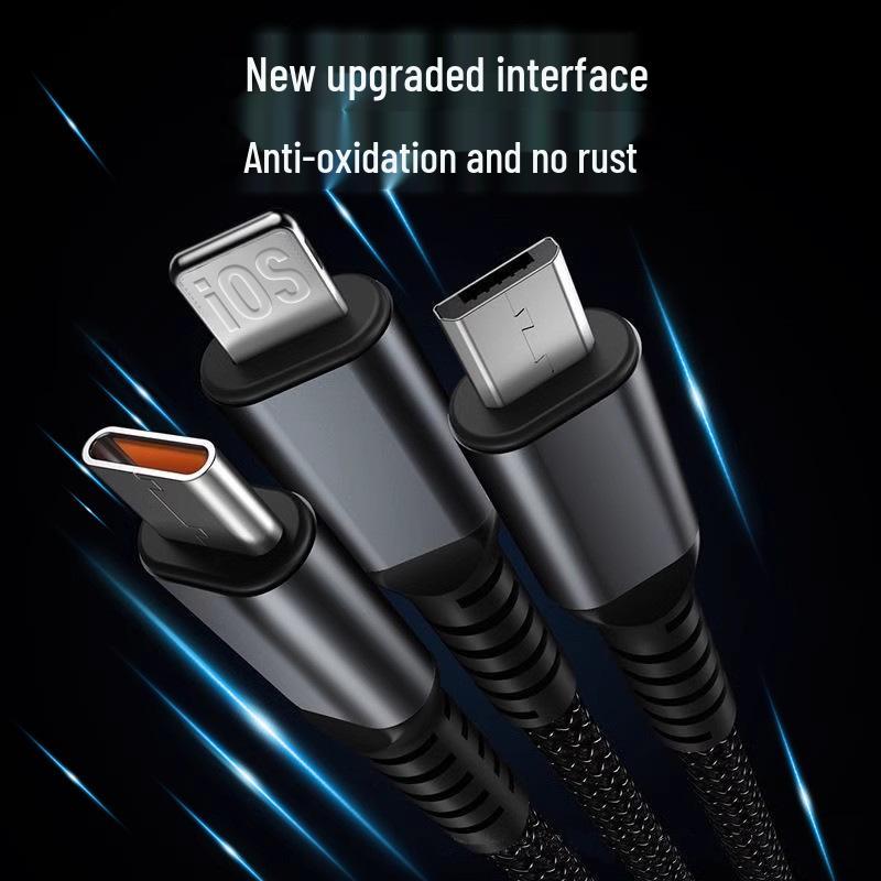 100W Rapid Charge 3-in-1 Transparent Cable for Apple and Huawei