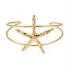 Trendy Gold Color Starfish Shell Arm Cuff Bangle for Women Adjustable Open Upper Arm Bracelet for Summer Beach Vacation Jewelry