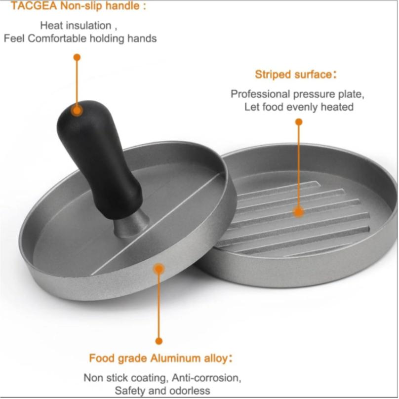 Burgerpress Non-Stick Hamburgare Patty Maker med Vaxpapper Aluminium Burgermakare för Kök BBQ Grill