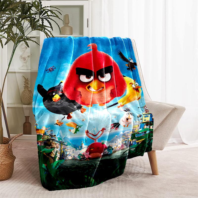 1pc Blanket angry Birds Print Design, Lightweight Blanket for Sofa, Bed- Soft &Warm, Gift for All Seasons like Christmas, Halloween