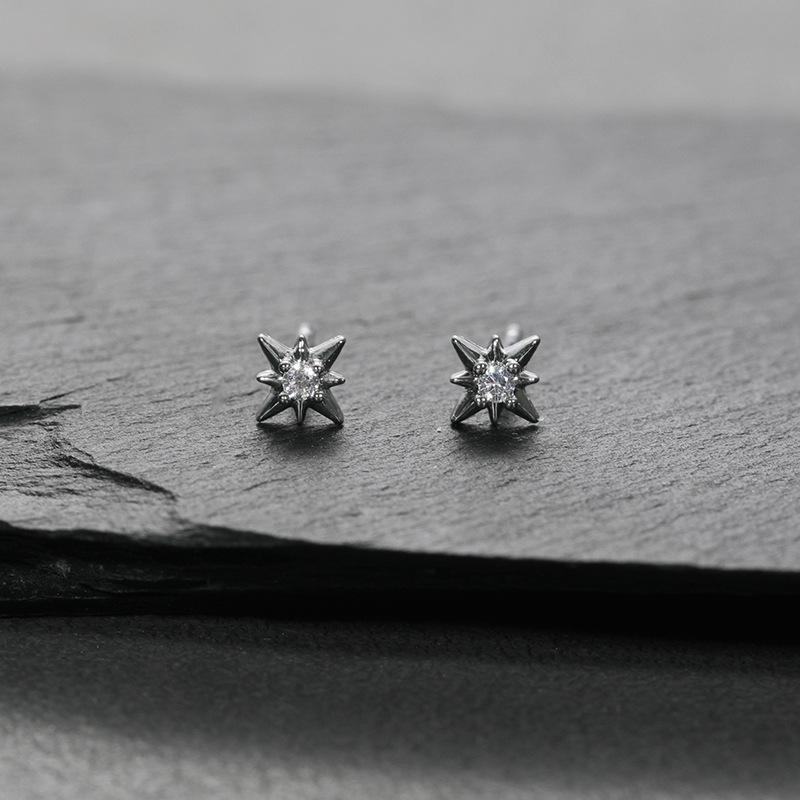 

Eight-Pointed Star Sterling Silver Stud Earrings for Men & Women - Comfortable Design for Everyday Wear