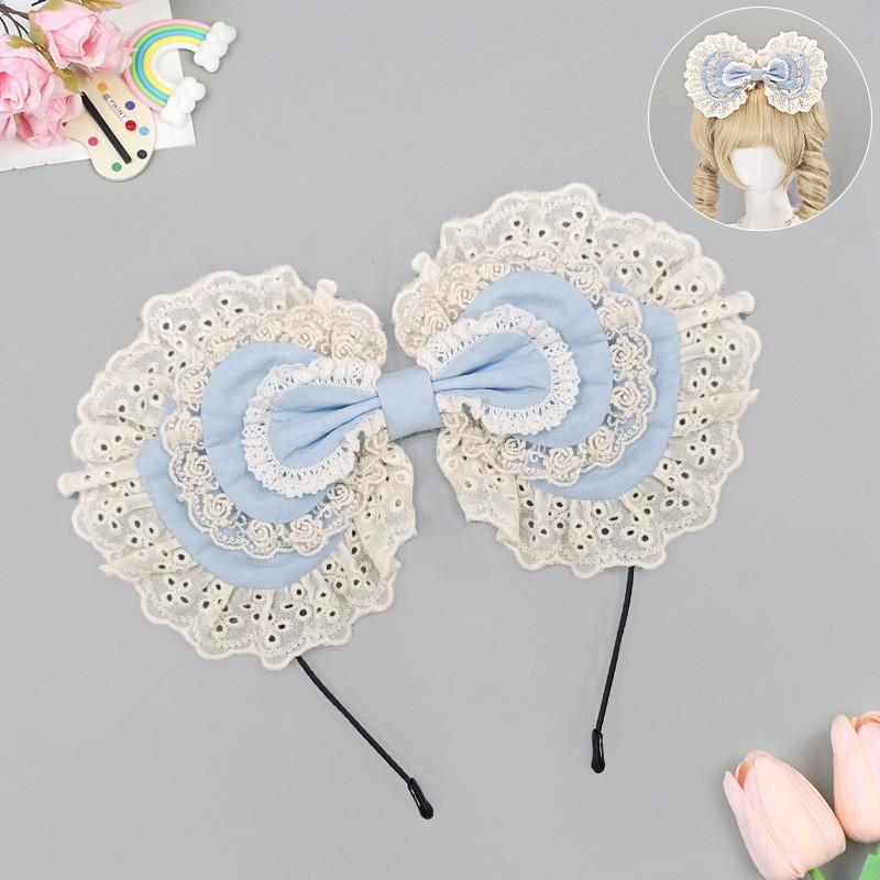 Handmade Lace Bow Hair Clip Girls Sweet Kawaii Lolita Accessory In Pastel Colors