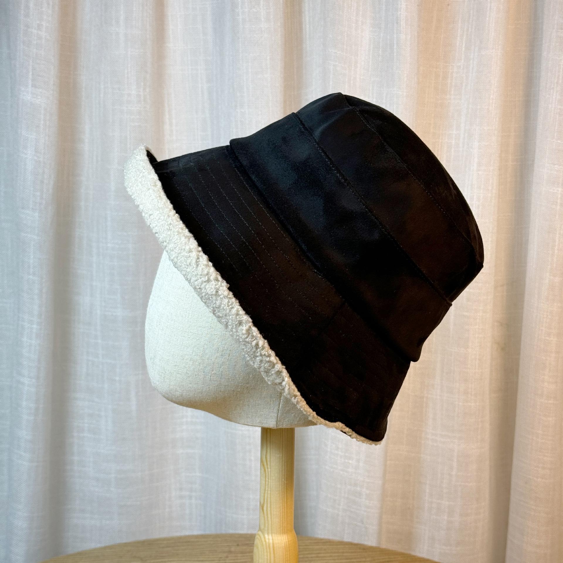 

Autumn and winter leather fisherman hats for women, fashionable plain solid color, stylish and versatile, high-quality, trendy and elegant, slimming Adult54-60Average Size чёрный