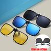 Fashion Photochromic Mirror Eyeglasses Polarized Flip Up Clip On Sunglasses Ultra-Light  Women Men Night Vision Sunglasses