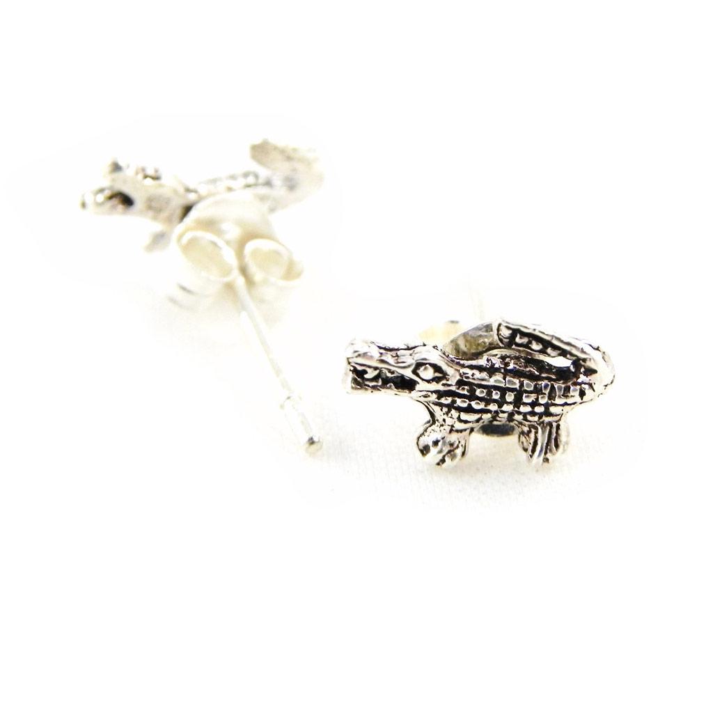 Les Trésors De Lily [G9044] - Silver 'Crocodiles' Earrings
