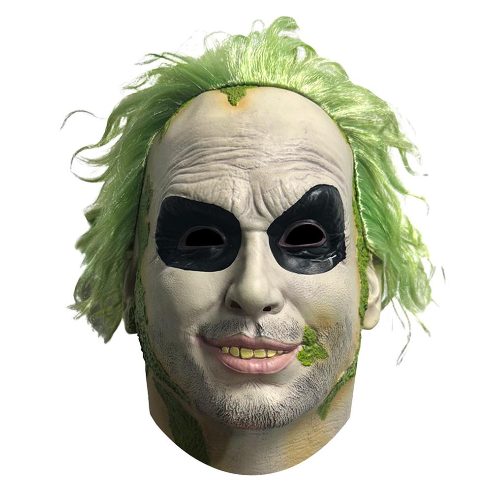 Latex Halloween Beetlejuice Clown Mask Horror Full Head Clown Mask For Adult